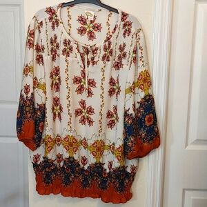#10 Fig And Flower Beautiful Colorful Shirt Size 3X NWOT.